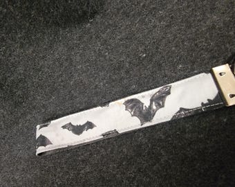Night Bats on gray - Key Fob Wristlet