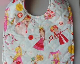 Toddler Bib with quilted backing - Enchanted Kingdom Fair Maiden Princess