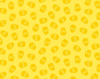Tone on Tone Skulls Pineapple Yellow 9837Y by Libs Elliot Andover Quilters Cotton 1 Yard The Watcher Skull coordinate