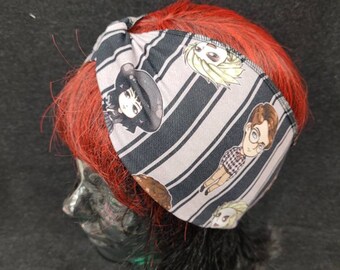 SALE Beetlejuice Custom Print Cotton/Spandex Stretch Knit Scrunchy Wide Headband