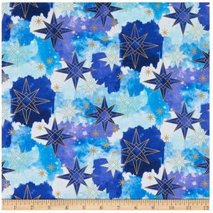 1 Yard Magical Galaxy Stars Metallic Multi from 3 Wishes woven cotton fabric