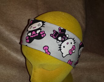 Roller Derby Kitty Print Cotton/Spandex Stretch Knit Sweatband