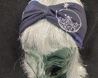 Night Court ACOTAR Mountains Stars Print Cotton/Spandex Stretch Knot Turban Headband