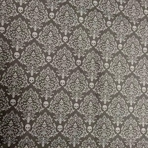 2/3 yard Spooky Night by Studio E - Skull Damask 5720-99 Cotton Woven Fabric