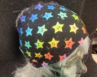 Rainbow Stars Power Ups Print Cotton/Spandex Stretch Knot Turban Headband