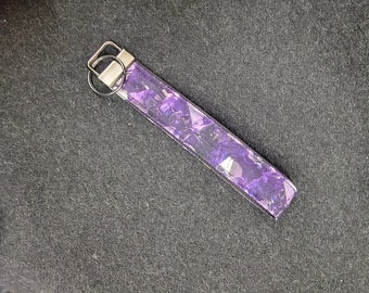 Amethyst Faceted Gem print - Key Fob Wristlet