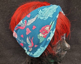 Rain Clouds Print Cotton/Spandex Stretch Knot Turban Headband
