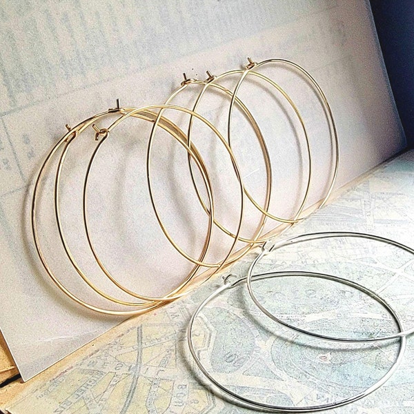Big gold hoops, 1 pair of large 14k gold filled infinity hoop earrings