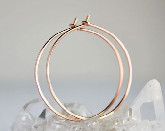 rose gold hoop earrings, 14k pink gold filled, medium gold hoops minimalist earrings