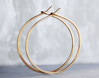 Gold Hoop Earrings, 14k gold filled hoops, 1 inch medium gold hoops, minimalist earrings, thin gold hoops