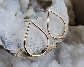 Gold Teardrop Earrings, 14k gold filled post earrings, minimalist jewelry