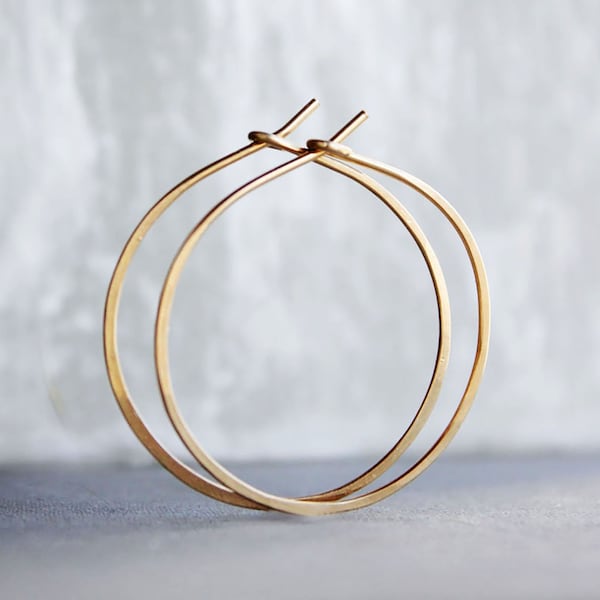 14k Gold Filled Creolen: Minimalistische dünne Creolen, 2,5cm