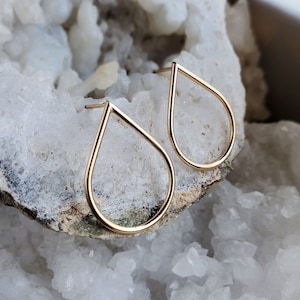 Gold Teardrop Earrings, 14k gold filled post earrings, minimalist jewelry