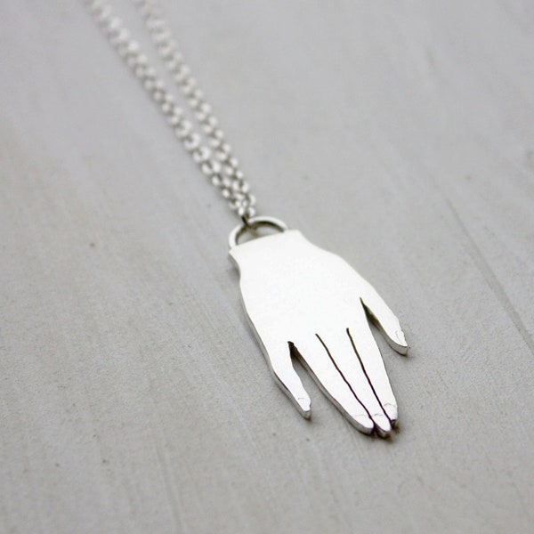 Silver Necklace, hand necklace, sterling silver Victorian jewelry fingers anatomy