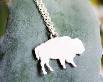 Sterling Silver Buffalo Necklace: Bison Prairie Jewelry