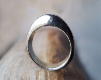 Sterling Silver Ring, thick big statement ring, curvy oval egg .925 jewelry