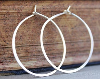 Sterling Silver Hoop Earrings: Hammered .925 Minimalist Hoops
