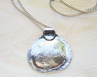Handmade Sterling Silver Pendant Necklace: Organic Round Design