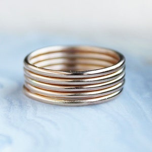 5 Golden Rings, gold stacking rings, 14k gold filled skinny rings, thin gold ring, gift for wife girlfriend
