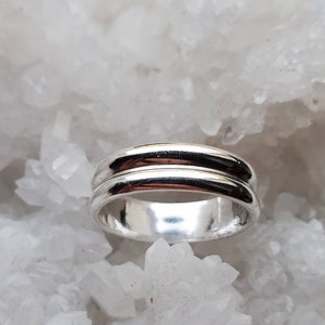 Sterling silver ring, double band artisan silver jewelry dual two pair