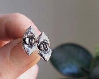 Zilveren Studs, sedum knoppen botanische sieraden, sterling zilver, gegoten uit de natuur