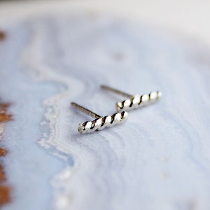 Silver bar earrings, sterling silver stud earrings, small post earrings