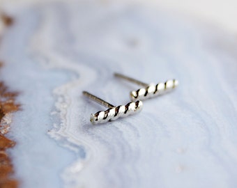 Silver bar earrings, sterling silver stud earrings, small post earrings