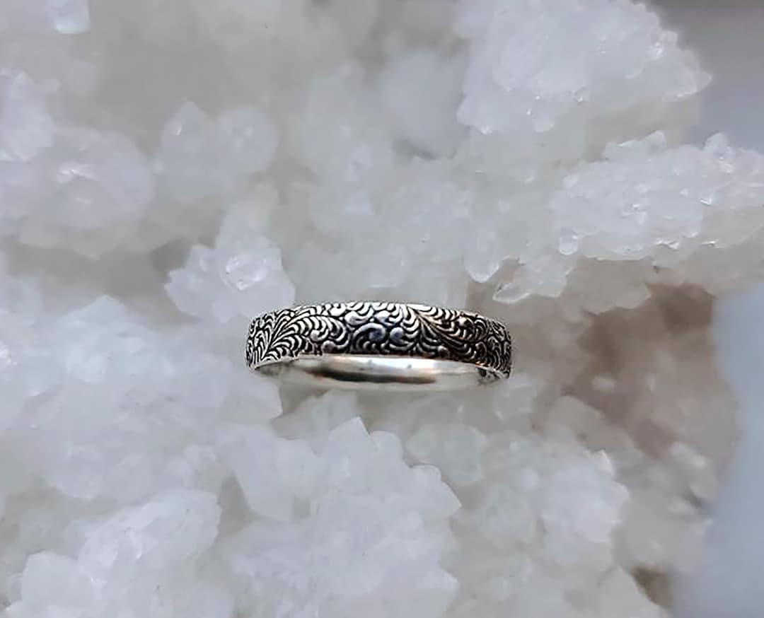 Silver Patterned Rings Silver Ring, Patterned Band, Everyday Sterling Silver Jewelry Gift - Etsy