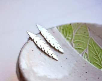 Silver earrings, feather earrings sterling silver earrings, long silver jewelry, nature jewelry earth day recycled silver