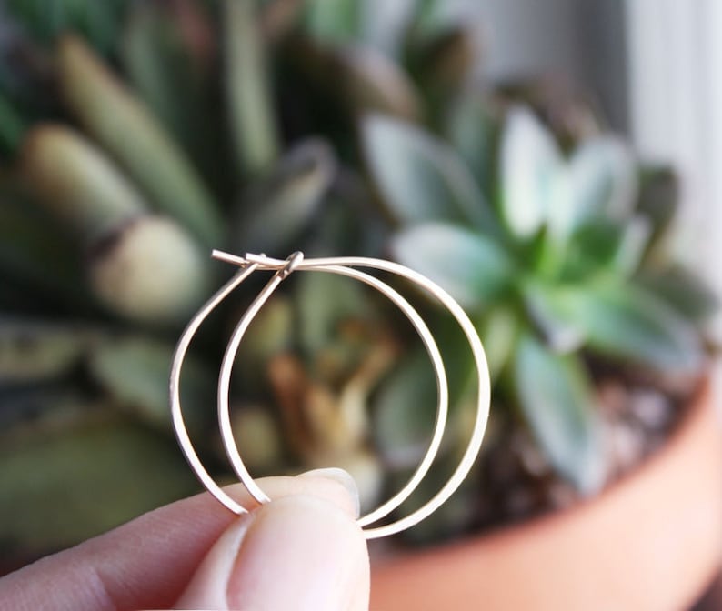 14k Gold Filled Hoop Earrings: Minimalist Thin Hoops, 1 Inch image 5