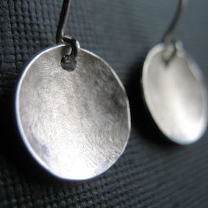 Silver earrings, sterling hammered silver jewelry, round circles gift under 50