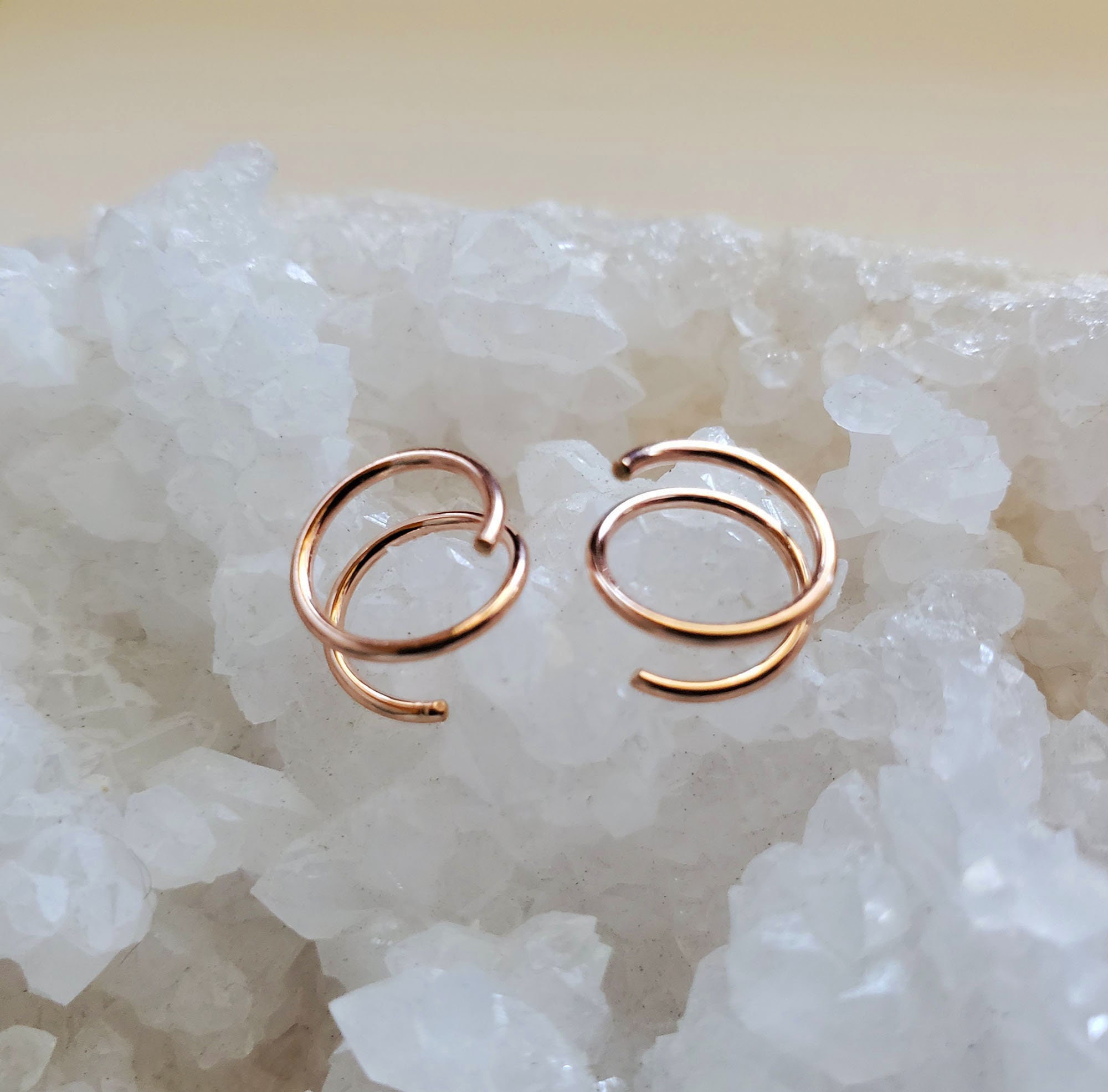 Gold Twist Earrings 14k Gold Filled Small Spiral Double Hoop 