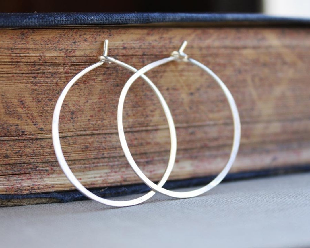 Sterling Silver Hoop Earrings, Silver Hoops, Medium .925 Minimalist Earrings - Etsy