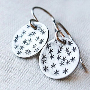 silver star earrings, sterling silver earrings, cosmic constellation jewelry, gift for teens