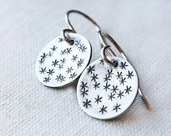 silver star earrings, sterling silver earrings, cosmic constellation jewelry, gift for teens