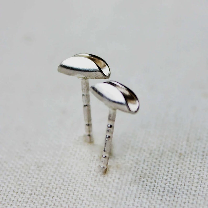 Taco earrings, sterling silver earrings, minimalist earrings small studs, tiny post earrings, gift for girlfriend image 1