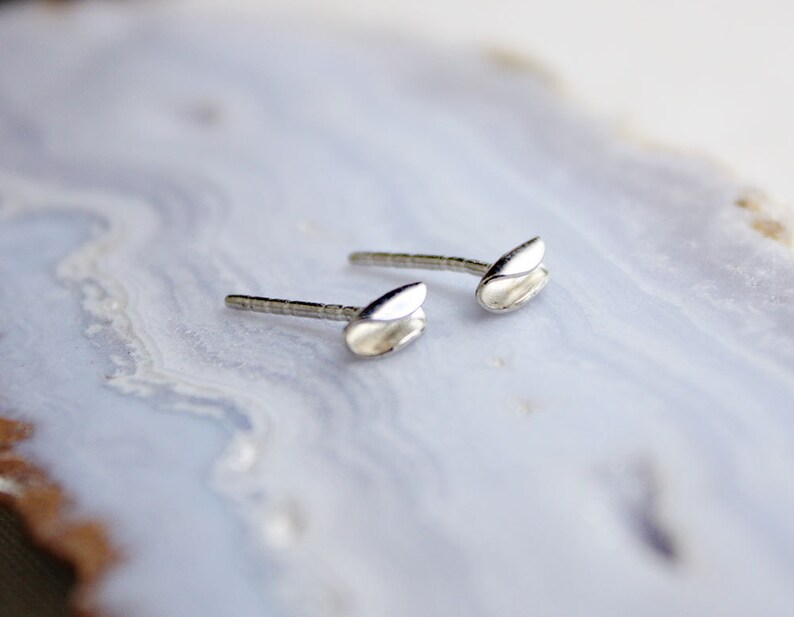 Taco earrings, sterling silver earrings, minimalist earrings small studs, tiny post earrings, gift for girlfriend image 3