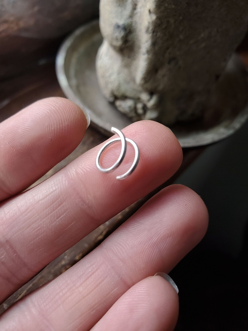 Sterling Silver Twist Hoop Earrings: Fake Double Hoop Helix Piercing Illusion image 4