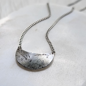 Oxidized Sterling Silver Crescent Moon Necklace: Handcrafted Everyday Pendant