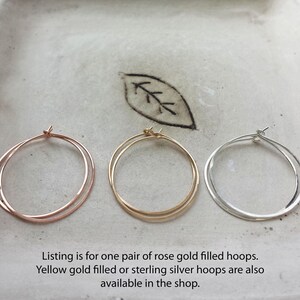 rose gold hoop earrings, 14k pink gold filled, medium gold hoops minimalist earrings image 3