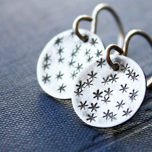 silver star earrings, sterling silver earrings, cosmic constellation jewelry, gift for teens