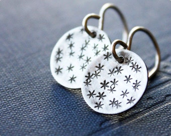 silver star earrings, sterling silver earrings, cosmic constellation jewelry, gift for teens