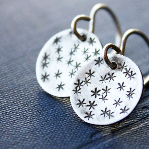 silver star earrings, sterling silver earrings, cosmic constellation jewelry, gift for teens