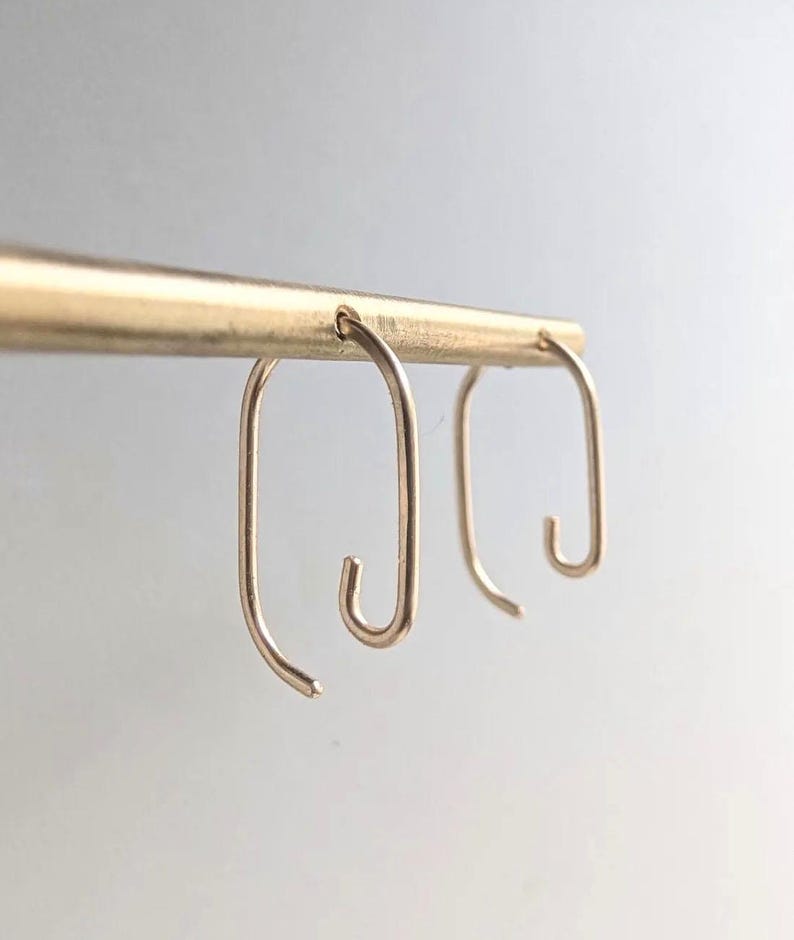 Swirling Arc earrings, minimalist hoop abstract silver gold jewelry image 1