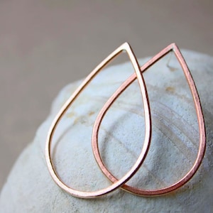 copper teardrop earrings, big statement jewelry, sterling silver post earrings