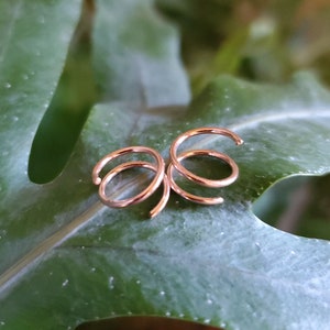 Rose Gold Twist Earrings, 14k pink gold filled small spiral double hoop helix piercing, fake double hoop jewelry image 5