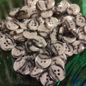 Gray & Black swirl work shirt Buttons vintage 4 hole buttons 5/8&quot; 16mm plastic resin 24L (144 pieces)