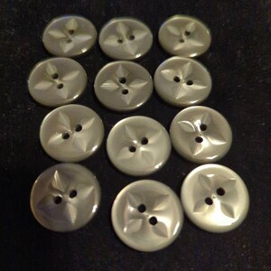 12 big 3/4&quot; buttons vintage smoke 2 hole antique buttons sewing crafting coats sweaters decor 3/4 inch 30L plastic pearlized gray smoke