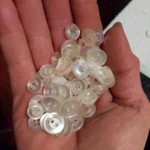 4oz Buttons shiny ivory vintage 2 and 4 hole 1/2&quot; buttons sewing crafting sweaters plastic pearlized 11-14mm mixed approx. 400 buttons
