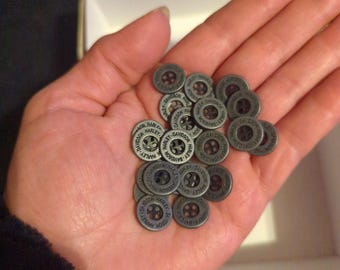 Botones de camisa de metal Harley Davidson de peltre macizo, botones vintage de 4 agujeros, botones de repuesto para coser camisas, botones de metal de 9/16" (14 mm), juego de 12